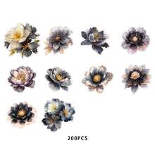 Etori Life Ink Night Dream 20pcs Black Gold Vintage Oil Painting Floral Pattern Pet Sticker Pack For Laptop, Gift Box Packaging, Office Decoration Accessories, Handmade Scrapbooking Supplies, Room Decoration, DIY Artwork, Art Supplies, Card Making, School Supplies, Toy Stickers Scrapbook Supplies - Ink Night Dream - View 8