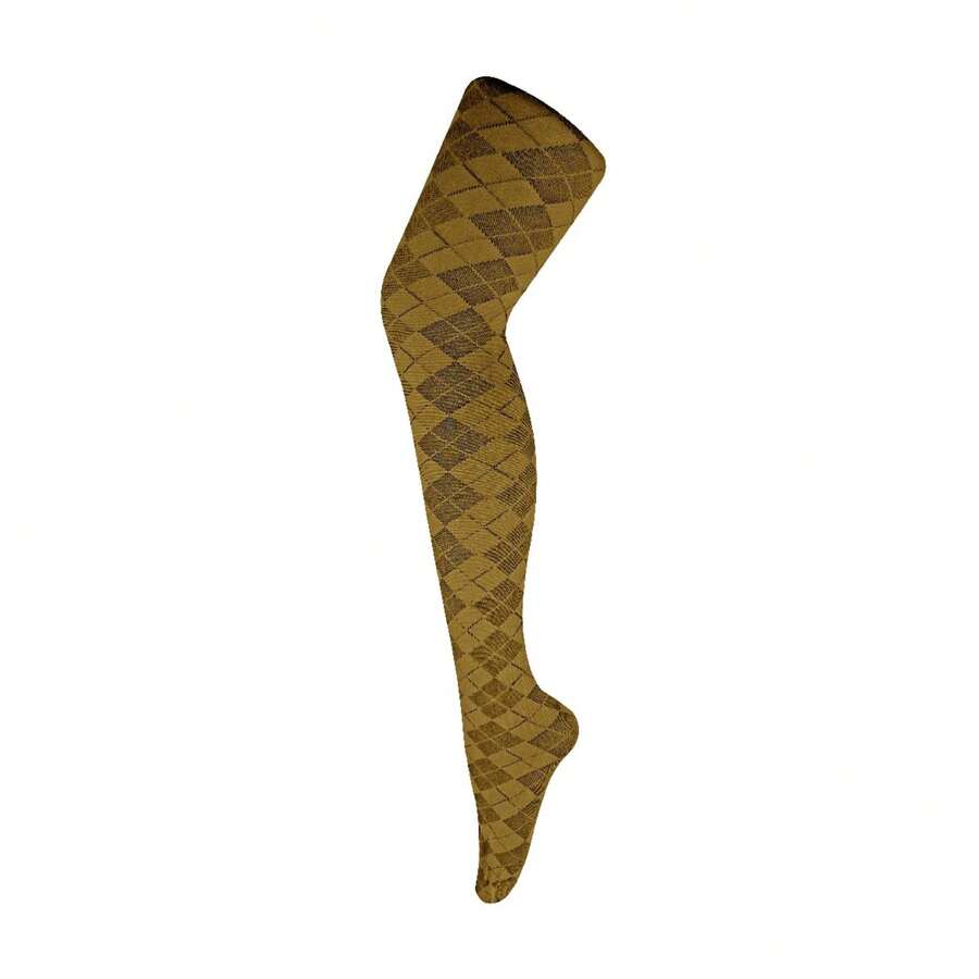 Sock Snob Sock Snob - Ladies Thick Coloured 80 Denier Opaque Patterned Winter Fashion Tights - 阿蓋爾芥末 - 查看 1