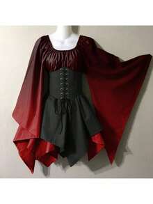 Halloween Costume, Renaissance Medieval Dress, Retro Gothic Costume For Cosplay And Stage - Red Gradient - View 1