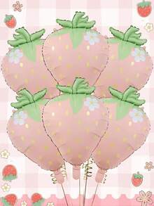 8 piezas - Globos de aluminio con diseño de fresa, globos de aluminio con forma de fruta dulce y linda, de membrana de poliéster, adecuados para bautizos, fiestas con tema de fresas, decoración de cumpleaños, baby shower, revelación de género, fiestas con tema de frutas, decoración de bodas, reuniones familiares, despedidas de soltera, compromisos, graduaciones, decoración del Día de la Madre - globo - Ver 6