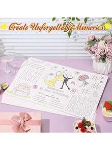 10pcs/4pcs DIY Welcome Gifts To Our Wedding, Bridal Favors, Event Placemats, And DIY Hand-Painted Coloring Cards - Featuring Patterns Of Wedding Dresses, Suits, Rings, Cakes, Etc., For Interactive Games And Wedding Party Gifts. - Multicolor - View 4