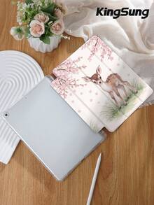 Kingsung 樱花树下小鹿图案平板电脑保护套，兼容 iPad 9.7/10.2/10.5/10.9/12.9/Pro 11（第十代）、Air 8 (M4) 2026（11/13 英寸），兼容三星 Galaxy Tab S6 Lite 10.4 英寸，兼容 Kindle Paperwhite 第十二代（2024 年）、Kindle 第十一代（2022 年），提供轻柔防摔保护，支持智能支架/自动唤醒/睡眠功能。 - 彩色 - 查看 3