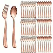 30件套玫瑰金不锈钢葡萄牙风格餐具套装 - 玫瑰金 - 查看 9