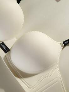 6cm Extra Thick Pads, Seamless, Wireless, Super Push-Up Bra With Letter Straps, For Small Busts, Enhances Cleavage, Volume, Secure Fit, Painless, Comfortable Underwear - 白色 - 查看 4