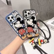 This Disney Mickey Mouse Pattern Lanyard Phone Case Features A Strong Magnetic Closure And Full Coverage Of Acrylic And TPU Material. It's Shockproof, Lightweight, And Suitable For IPhone17/16/11/13/15/15 Plus/15 Pro/15 Pro Max/12/14 Pro Max/11 Pro Max/12 Pro/12 Pro Max/13. It's A Popular Birthday Gift, Business Gift, Durable, Stain-Resistant, And Fingerprint-Resistant New Phone Case For Men And Women. It Also Includes A Mickey Mouse Phone Case And Mickey Mouse Doll Bracelet. Compatible With SamsungGalaxy S20, S21, S22, S23, And S24 Series. It's The Perfect Gift For Friends And Family. This Stylish Phone Case Is Fun, Lightweight, And Durable. IPhone17 Pro Max Phone Case, Minnie Phone Case. - 黑色 - 查看 8