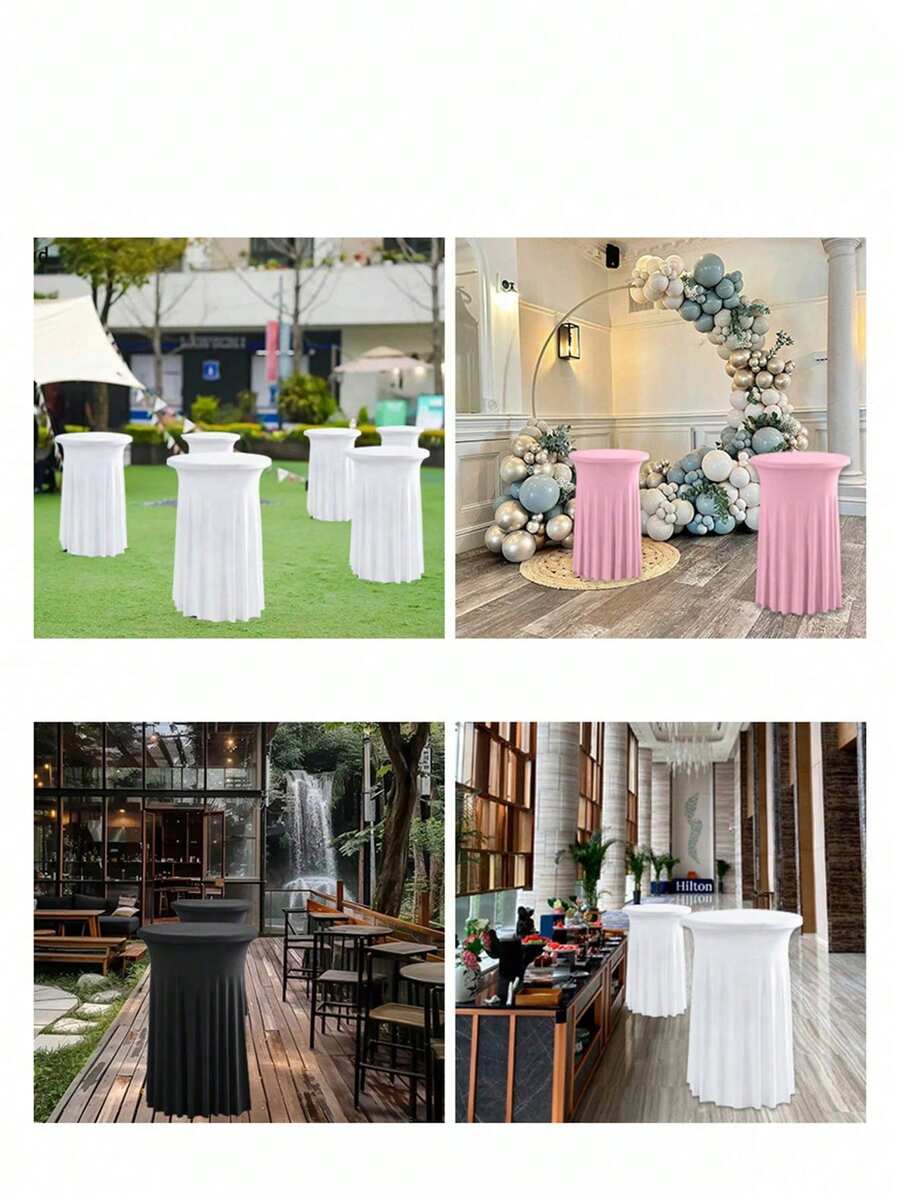 1 pieza Mantel de mesa redondo de spandex de alta elasticidad, mantel de mesa de cóctel minimalista moderno de alta gama, mantel elástico adecuado para reuniones de negocios, bodas, fiestas y otras ocasiones - Multicolor - Ver 1