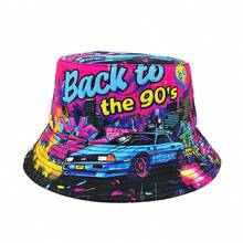 Retro Casual 80s-90s Graffiti Print Bucket Hat, Unisex Street Hip Hop Music Party Hat, Suitable For Party Events - C - View 15