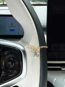 1pc Alloy Gradient Butterfly Pendant Car Hanging Ornament Creative Elegant Car Decoration Hanging Accessory Steering Wheel Decor Pendant Car Interior Accessory - A - View 17