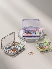 Kotak Pil Mini Portabel 4/7 Grid, Penyimpanan Obat dan Vitamin Mingguan, Kotak Tablet Perjalanan, Kotak Tertutup, Wadah Pil - MultiWarna - View 4