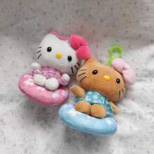 Sanrio 1pc Hawaiian Black Skin Swim Ring Hello Kitty Plush Doll Pendant Cartoon KT Cat Doll Backpack Charm Children's Plush Doll Bag Accessory Holiday Gift - Multicolor - View 12