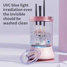 Nettoyeur de pinceaux de maquillage électrique, machine à laver automatique 2-en-1 alimentée par USB, système de nettoyage en profondeur avec stérilisation UV, convient pour le nettoyage des éponges et des pinceaux de maquillage, conception anti-éclaboussures, idéal pour le salon, les voyages, les maquilleurs, les peaux sujettes à l'acné, les professionnels de la beauté, cadeau parfait pour Noël/la Saint-Valentin - multicolore - Voir 7