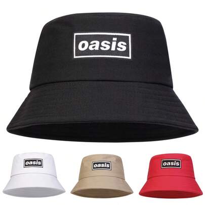 1 chiếc mũ tai bèo OASIS dành cho nam, in chữ cá nhân hóa, mũ ngư dân, mũ tai bèo thời trang, kiểu dáng thường ngày cho mùa xuân/thu, hoạt động ngoài trời, du lịch, bãi biển, tiệc tùng.