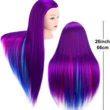 人体模型头美发造型训练模型美容娃娃头合成纤维假发带夹子支架 - 查看 6