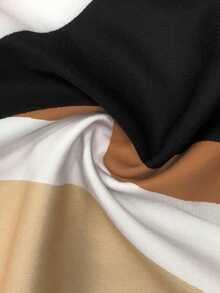 Conjunto de 2 piezas de suéter de cuello alto de punto acanalado (patrón ondulado) y pantalones anchos tejidos de estilo casual de vacaciones para mujer en verano - Café integral - Ver 7