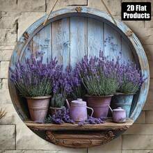 1 Stück 2D kreisförmige Holz-Dekorplakette, Lavendel-Thema, geeignet für Bar, Küche, Café, Zuhause, Wohnzimmer, Büro Dekoration, Geschenk, 2D Design, vorgebohrte Löcher wie gezeigt in der Größe - mehrfarbig - Übersicht 4
