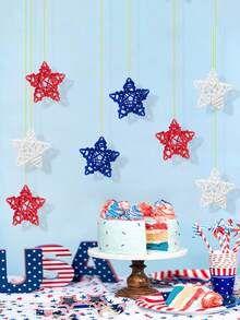 12/24pcs Set Independence Day Patriotic Star Decor - Red, Blue And White Star Ornaments, Ideal For Independence Day Home Decor, Crafts, Vase Fillers, Bowl Decorations And Party Decorations - Multicolor - View 6