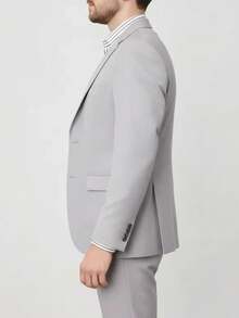 Men's Microfiber Gabardine Tailored Suit, High Quality - Màu Xám nhạt - Xem 5
