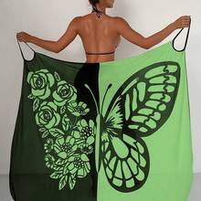 2024 Foreign Trade Cross-Border Beach Towel European And American Bikini Beach Swimsuit Butterfly Pattern Cover-Up Mesh Skirt - Orange - View 4
