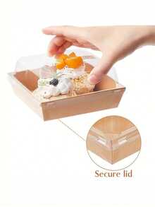5/10/20pcs Dessert Boxes With Transparent Lids, Meat Platter Boxes, Grease-Proof Kraft Paper, White & Pink Kraft Paper Baking Boxes, Suitable For Cookies, Macarons, Cakes, Sandwiches, Great For Weddings, Parties, Special Occasions, Thanksgiving, Halloween, Christmas, Autumn Gifts And Decorations - Multicolor - View 7