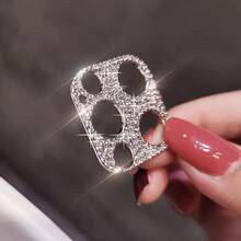 Glitter Rhinestone 2pcs Crystal Clear Camera Lens Protector For IPhone 11 12 Pro Max 13 14 Plus Pro Max 15 16 Mother's Day Gift - Silver - View 9