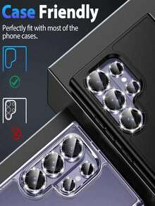 1 pieza Protector de lente de cámara de aleación de diamantes brillantes compatible con Samsung Galaxy S26 Ultra, anti-arañazos, ultra claro, adhesivo fuerte, protector de lente de cámara de vidrio templado de aleación de aluminio metálico, accesorios para teléfonos, compatible con fundas para teléfonos, regalo del Día de la Madre con brillo morado - Morado - Ver 3