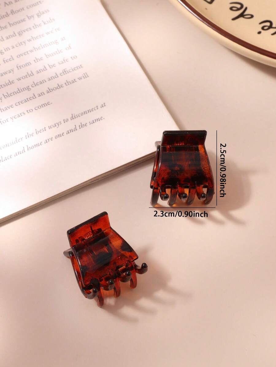 2 chiếc kẹp tóc mini họa tiết da báo màu hổ phách, kẹp tóc mái cho nữ, phụ kiện tóc thanh lịch thường ngày. - Nhiều màu - Xem 1