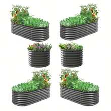 [Galvanized Garden Bed] 1/2pcs Metal Raised Garden Bed - 96x48x12inch /72x36x12inch/ 48x24x12inch Galvanized Oval Planter Outdoor For Flowers, Plants, Vegetables & Herbs - Anti-Rust, Durable & Easy Assembly  Herb Gardening | Durable Construction - 1 chiếc / 48*24*12 inch - Xem 8