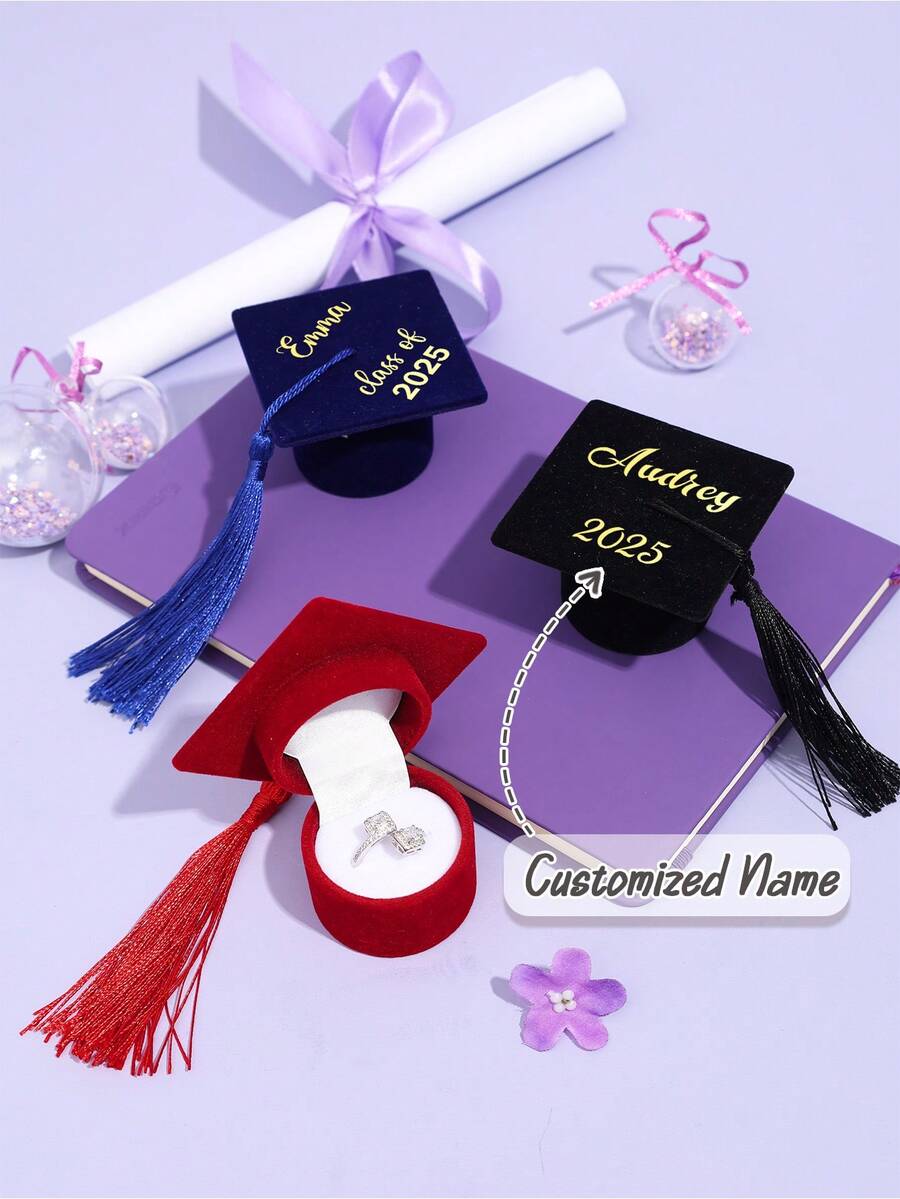 Customized Graduation Hat Jewelry Box, Personalized Name Graduation Gift Box, Unique Graduation Gift Prepared For Graduates, Unique And Interesting Design, And One-Of-A-Kind Graduation Souvenirs - Multicolor - View 1