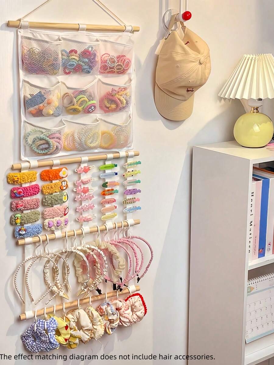 Grand porte-accessoires mural à crochets, capacité élevée, convient pour les nœuds de bébé, les élastiques à cheveux, les pinces à cheveux, idéal pour la décoration de la chambre des enfants et les cadeaux d'anniversaire - Multicolore - Voir 1