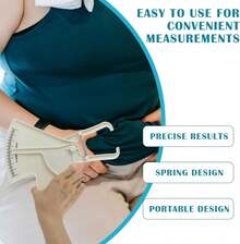 Regla de medición de grasa corporal blanca, dispositivo de medición de grasa corporal, calibrador de grasa cutánea profesional de doble resorte y cinta métrica, puede medir con precisión la grasa corporal y la forma del cuerpo. - Blanco - Ver 2