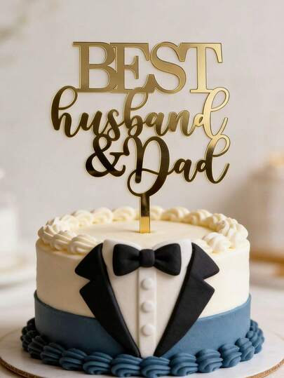 3pcs'Best Dad' Gold Acrylic Cake Decorations; Mother's Day-Themed Gold Acrylic Decorations Featuring 'Happy Mother's Day' – Cupcake Toppers, Cake Decorations And Party Decorations