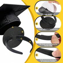 1 PCS Upgraded Graduation Cap Headband, Graduation Cap Band With Adhesive Felt & Hook-And-Loop Fasteners,Hair Band Hat Accessories Graduates - 1pcs - 查看 4