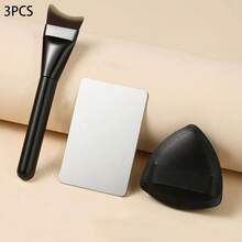 5pcs Professional Foundation Brush Set With Palette And Puff, Flat Crescent Shape, Create Perfect Base Makeup, Portable Travel Makeup Tool Kit, Suitable For Beginners - Multicolor - View 9