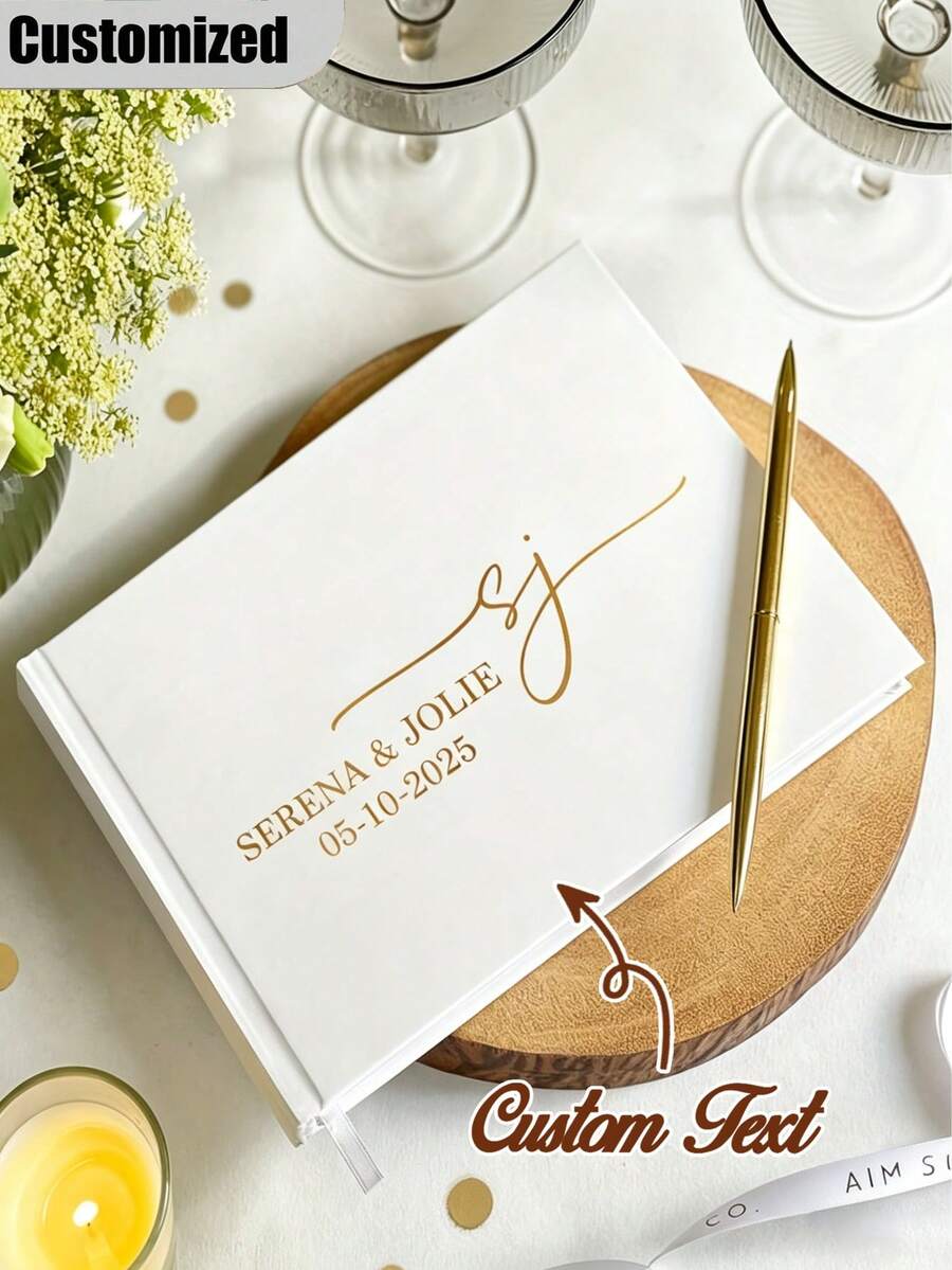 Personalized Wedding Guest Book, Customizable Letter Name, Wedding Keepsake Album, High Quality, Exquisite Customization, Suitable For Boyfriend, Girlfriend, Anniversary, Valentine's Day, Mother's Day, Birthday, Father's Day, Etc. - Multicolor - View 1
