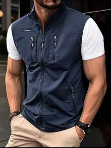Men's Outdoor Multi-Functional Utility Vest, Spring/Summer Fishing Photography Casual Jacket With Multiple Pockets Sports - Navy Blue - View 1