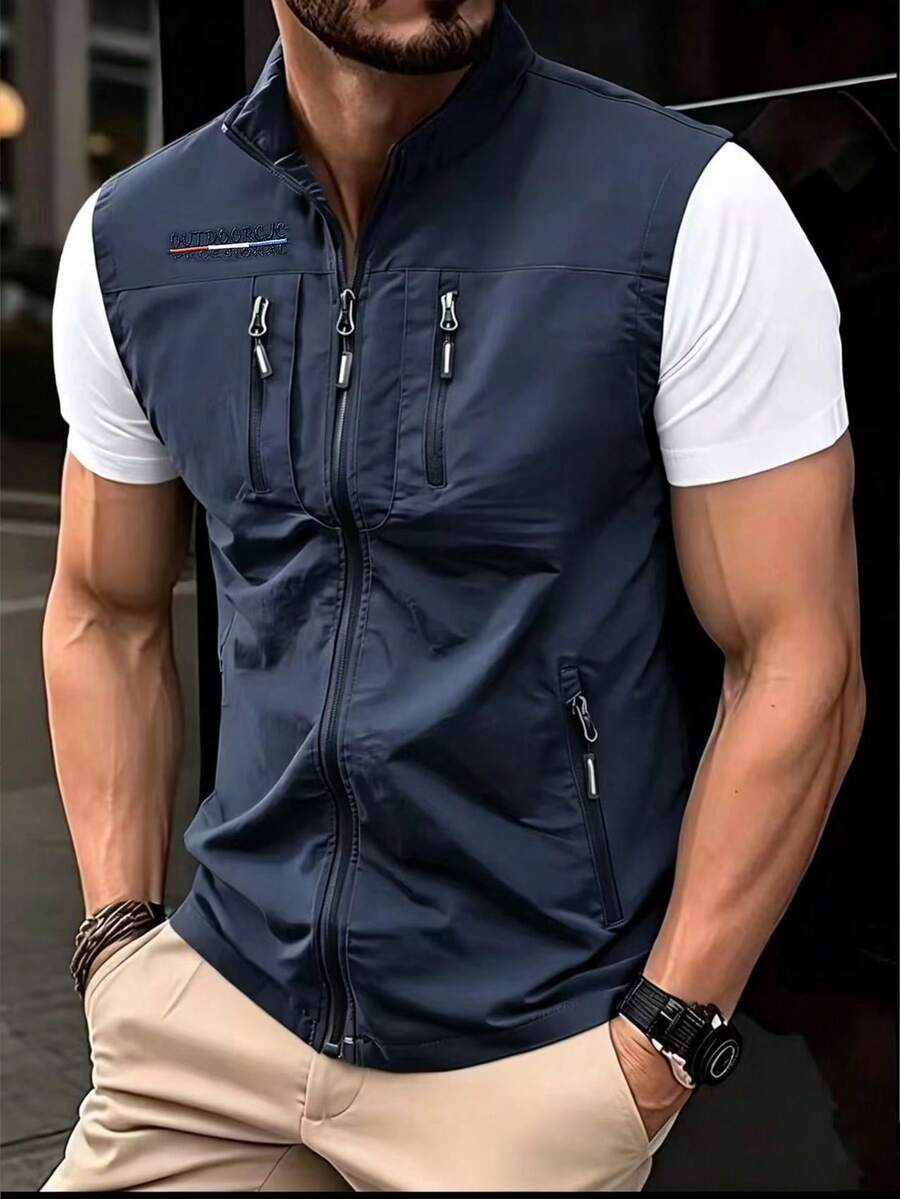 Men's Outdoor Multi-Functional Utility Vest, Spring/Summer Fishing Photography Casual Jacket With Multiple Pockets Sports - Navy Blue - View 1