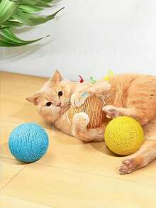 Bộ 4 quả bóng cào móng bằng sợi sisal cho mèo, bền và chống trầy xước, giúp làm sạch răng cho mèo. Thích hợp cho mèo mọi lứa tuổi để đuổi bắt, cắn và cào, giải phóng năng lượng. - Nhiều màu - Xem 14