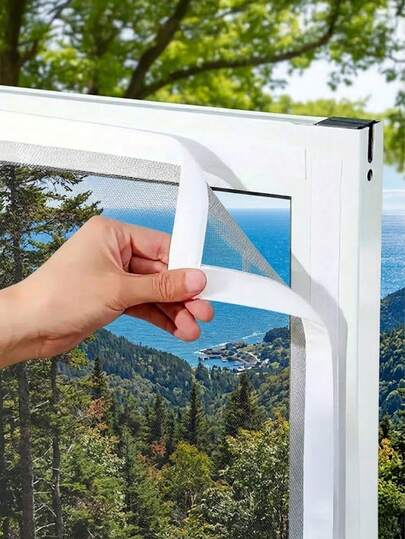 Self-Adhesive Window Screen, Multiple Sizes, Easy Install Hook & Loop Mesh, Breathable Anti Mosquito Insect Net, Removable Reusable Window Screen