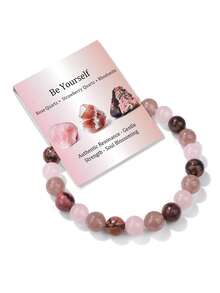 3 Pcs Natural Stone Bracelet Set For Women Self Healing Emotional Stretch Stackable Bracelet Set, Birthday Gift, Fashion Jewelry With Blessing Card - 3 - View 13