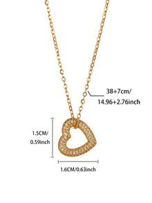 1 Pc Pave Zirconia Heart Necklaces For Women Gold Color Heart Pendant Necklace Fashion Jewelry,Perfect Gifts For All Accassions - Multicolor - View 11