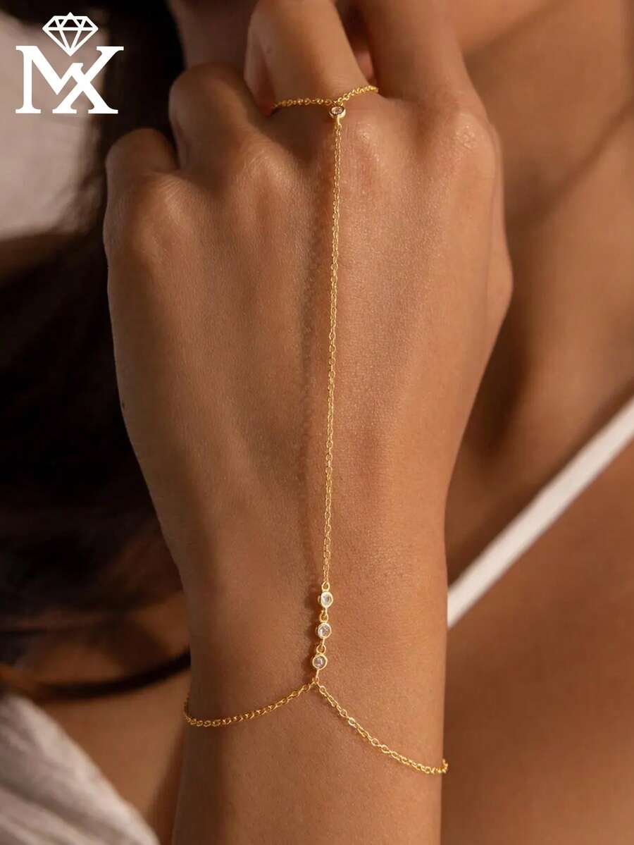 1 chiếc vòng tay bạc sterling 925 tối giản đính đá Zirconia, đa năng cho mùa hè đi làm và đeo hàng ngày. - phong cách một - Xem 1