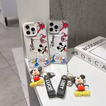 This Disney Mickey Mouse Pattern Lanyard Phone Case Features A Strong Magnetic Closure And Full Coverage Of Acrylic And TPU Material. It's Shockproof, Lightweight, And Suitable For IPhone17/16/11/13/15/15 Plus/15 Pro/15 Pro Max/12/14 Pro Max/11 Pro Max/12 Pro/12 Pro Max/13. It's A Popular Birthday Gift, Business Gift, Durable, Stain-Resistant, And Fingerprint-Resistant New Phone Case For Men And Women. It Also Includes A Mickey Mouse Phone Case And Mickey Mouse Doll Bracelet. Compatible With SamsungGalaxy S20, S21, S22, S23, And S24 Series. It's The Perfect Gift For Friends And Family. This Stylish Phone Case Is Fun, Lightweight, And Durable. IPhone17 Pro Max Phone Case, Minnie Phone Case. - Màu xanh lam - Xem 8