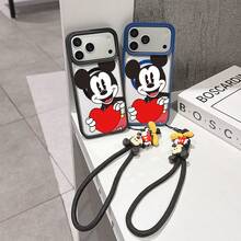 This Disney Mickey Mouse Pattern Lanyard Phone Case Features A Strong Magnetic Closure And Full Coverage Of Acrylic And TPU Material. It's Shockproof, Lightweight, And Suitable For IPhone17/16/11/13/15/15 Plus/15 Pro/15 Pro Max/12/14 Pro Max/11 Pro Max/12 Pro/12 Pro Max/13. It's A Popular Birthday Gift, Business Gift, Durable, Stain-Resistant, And Fingerprint-Resistant New Phone Case For Men And Women. It Also Includes A Mickey Mouse Phone Case And Mickey Mouse Doll Bracelet. Compatible With SamsungGalaxy S20, S21, S22, S23, And S24 Series. It's The Perfect Gift For Friends And Family. This Stylish Phone Case Is Fun, Lightweight, And Durable. IPhone17 Pro Max Phone Case, Minnie Phone Case. - 藍色 - 查看 2