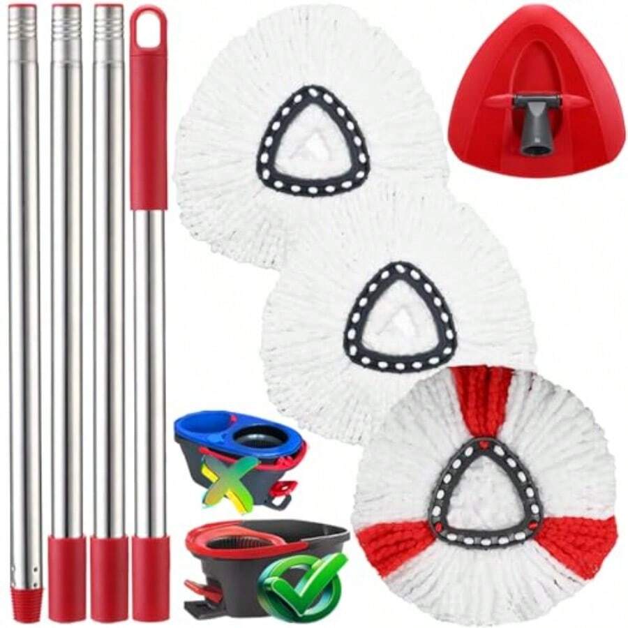 Spin Mop Ead Replacement Ocedar 3 Microfir Mop Ead 1 E 1 Mop Andle 30-58in Coo Mops Set Compate Wit O-Cedar EaW Microfir Spin Mop (1 Tank Stem) - như hình ảnh - Xem 1