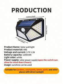 4-Side Solar Powered LED Wall Light, Solar Powered Emergency Light, Suitable For House, Garage, Outdoor, Park, Yard, Waterproof, Outdoor 4-Side Illumination Motion Sensor Light - Multicolor - View 11