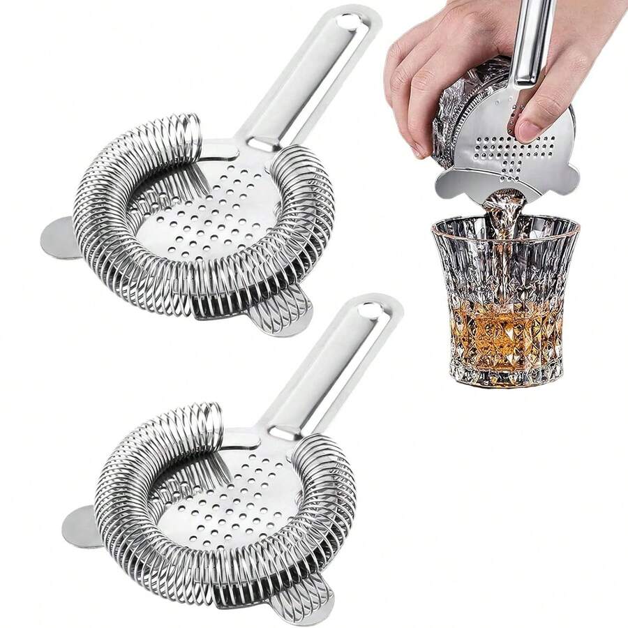 Yinore 2Pcs Stainless Steel Cocktail Strainer - Bar Ice Filter For Mixing Drinks, Durable Metal Mesh For Bartender Use - View 1