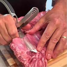 1 pieza Removedor de membrana de costilla de acero inoxidable, herramienta para pelar la piel de las costillas de BBQ - Plateado - Ver 4