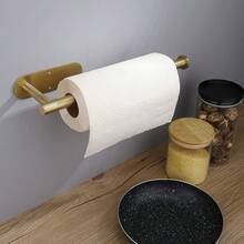 1pc Paper Towel Holder, Wall-Mounted Self-Adhesive Or Drill Hole Paper Storage Rack, Household Stainless Steel Paper Towel Holder, For Kitchen And Bathroom, Home Organizers And Storage, Home Accessories - Multicolor - View 14