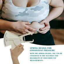 Regla de medición de grasa corporal blanca, dispositivo de medición de grasa corporal, calibrador de grasa cutánea profesional de doble resorte y cinta métrica, puede medir con precisión la grasa corporal y la forma del cuerpo. - Blanco - Ver 4