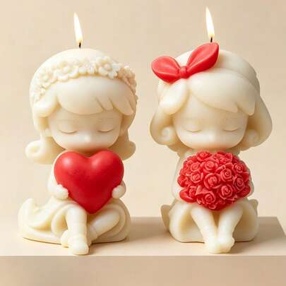 4 Pcs Angel Girl Silicone Candle Molds | Cute Wing, Heart, Bouquet Shaped, DIY Candle, Gypsum, Resin Crafts | Soft & Reusable Material, Suitable For Valentine's Day, Wedding, Girlfriend Gifts, Holiday Decor | Beginner Friendly, Create Nordic Style Home Atmosphere, Essential For Handicraft Lovers